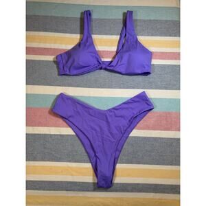 NWOT Purple Twist Front High Cut Bikini Sz XL